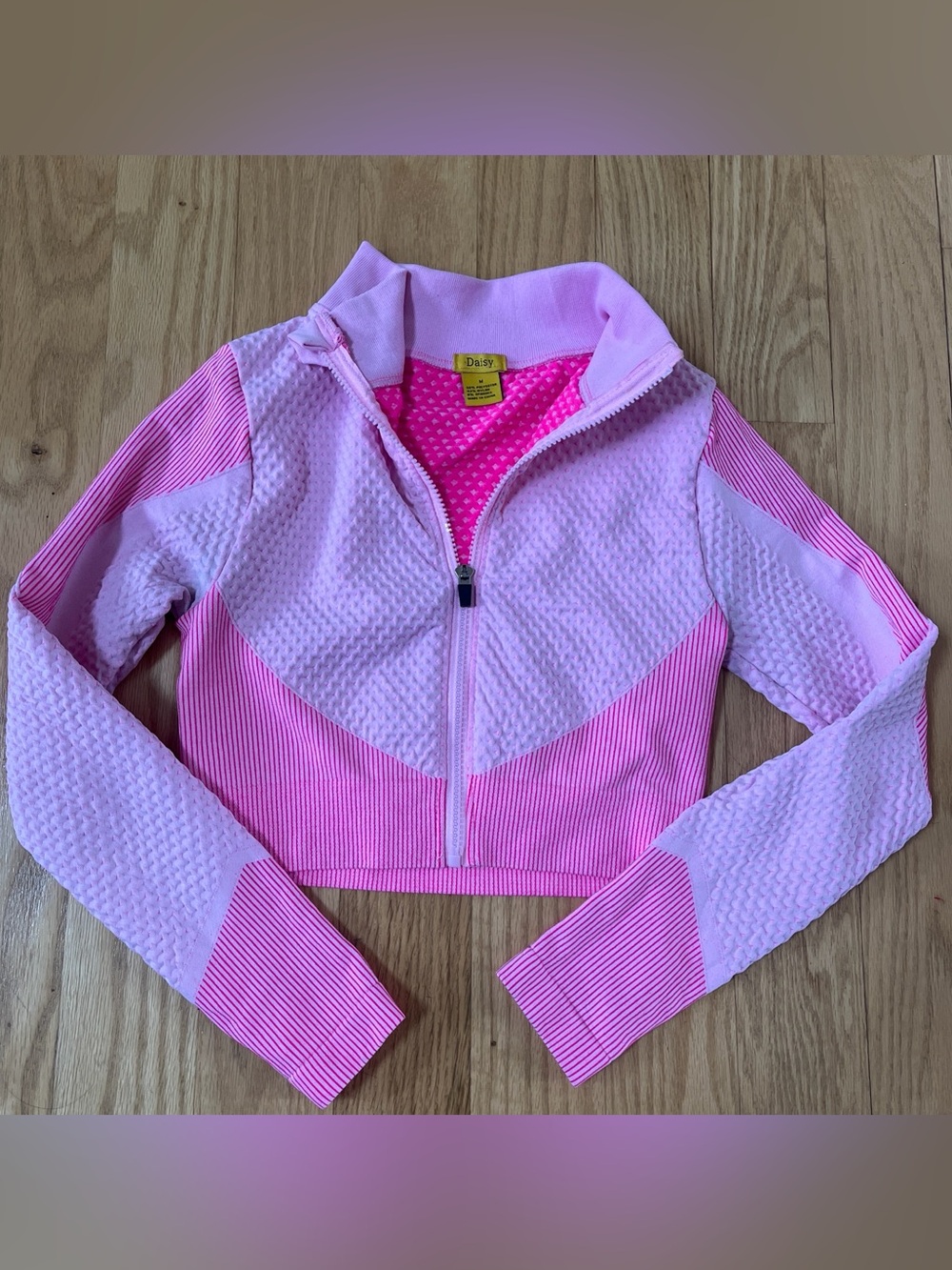 Daisy Pink Two-Tone Zip Front women’s Jacket size M